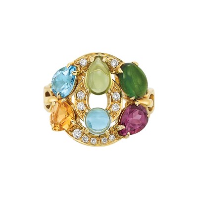 Lot 9 - Gold, Gem-Set and Diamond Ring, Bulgari
