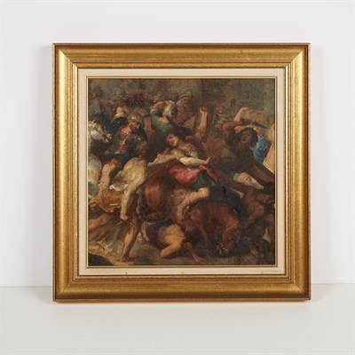 Lot 4 - Italian School 17th Century Amazonomachy Oil...