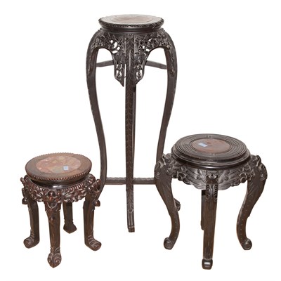 Lot 77 - Group of Three Chinese Hardwood Stands Height...