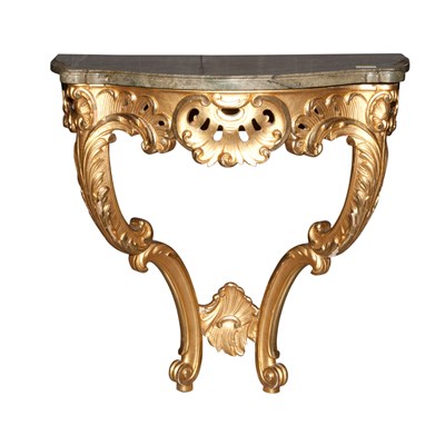 Lot 187 - Rococo Style Marble Top Giltwood Console...