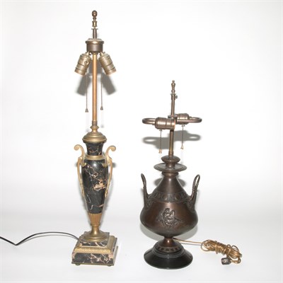 Lot 131 - Group of Five Neoclassical Style Lamps Height...