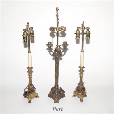 Lot 205 - Group of Five Neoclassical Style Lamps Height...
