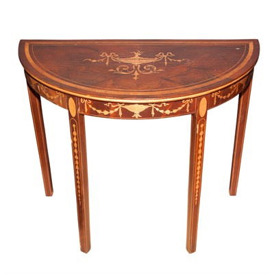 Lot 206 - George III Style Inlaid Mahogany Demilune...