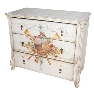 Lot 211 - Continental Polychrome Decorated Painted Chest...