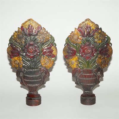 Lot 241 - Pair of Tole Vasiform Lamps Height 20 1/4...