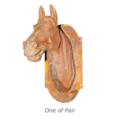 Lot 296 - Pair of Rusted Metal Horse Heads Height 15...