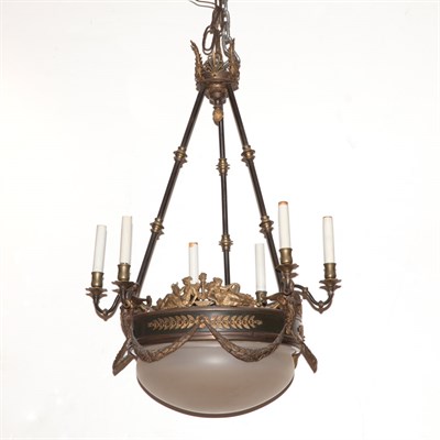 Lot 304 - Empire Style Metal and Glass Six-Light...