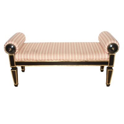 Lot 339 - Regency Style Black and Gold Painted Window...