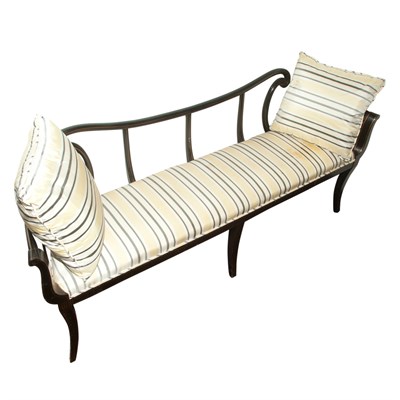 Lot 126 - Regency Style Black Painted Wood Settee Length...