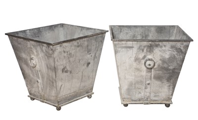 Lot 120 - Pair of Zinc Square Planters Height 24 inches,...