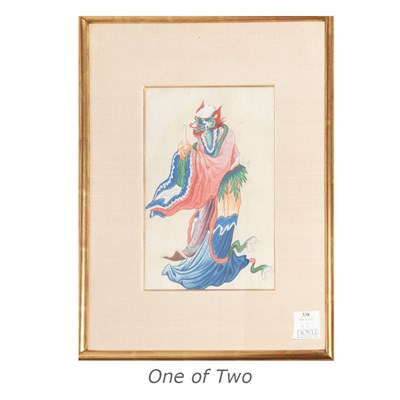 Lot 338 - Two Framed Chinese Watercolors Height overall...