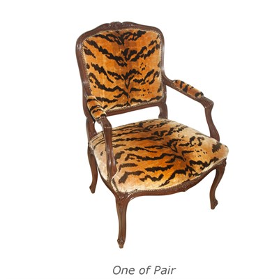 Lot 358 - Pair of Louis XV Style Walnut Fauteuils