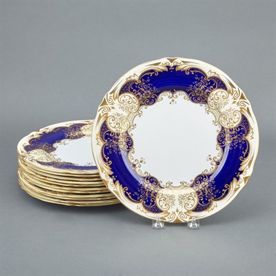 Lot 362 - Set of Twelve Crown Staffordshire Cobalt and...