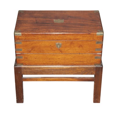 Lot 374 - Brass Bound Mahogany Writing Desk on Stand...