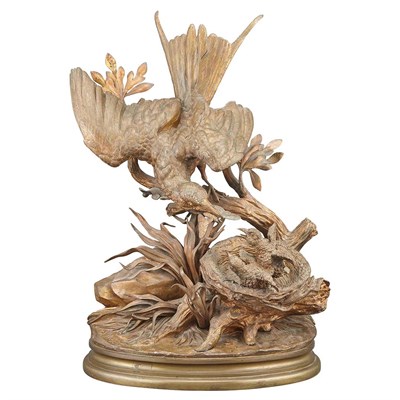 Lot 363 - French Bronze Group of a Bird Feeding Her...