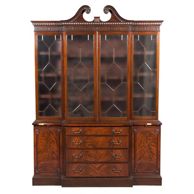 Lot 342 - George III Style Mahogany Breakfront Cabinet...