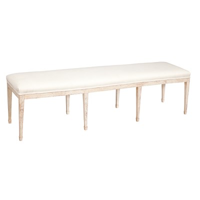 Lot 238 - George III White Painted Long Bench Late 18th...