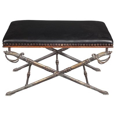Lot 211 - Empire Style Mahogany and Brass Bench The...