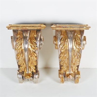 Lot 237 - Pair of Italian Style Gilt and Silvered Wood...