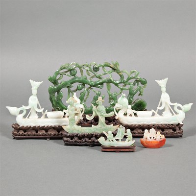 Lot 417 - Group of Six Chinese Jade and Hardstone...