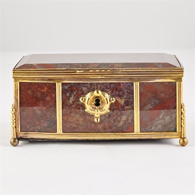 Lot 132 - French Gilt-Bronze Mounted Moss Agate Box...