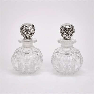 Lot 225 - Pair of Silver Mounted Faceted Glass Scent...