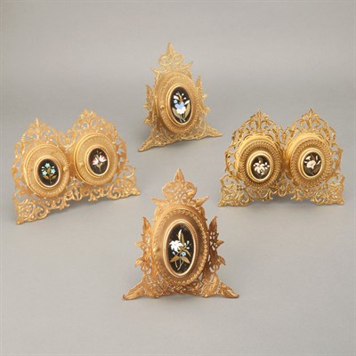 Lot 266 - Group of Pietra Dura Mounted Gilt-Metal...