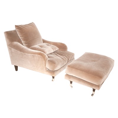 Lot 216 - Upholstered Club Chair and Ottoman