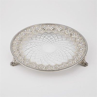 Lot 210 - Victorian Silver Gilt Mounted Cut Glass Salver...