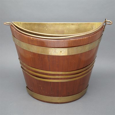 Lot 382 - English Mahogany Brass Mounted Peat Bucket...