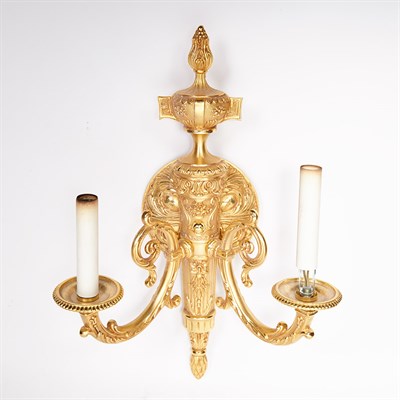 Lot 233 - Pair of Gilt-Metal Two-Light Sconces and a...