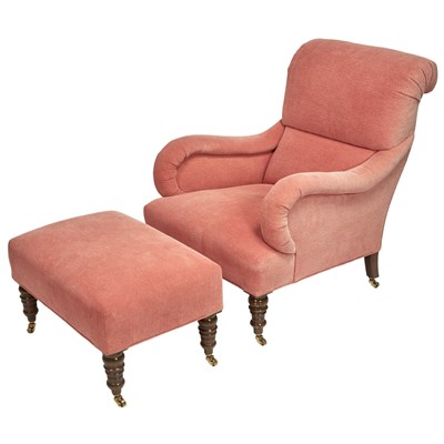 Lot 215 - William IV Style Upholstered Club Chair and...
