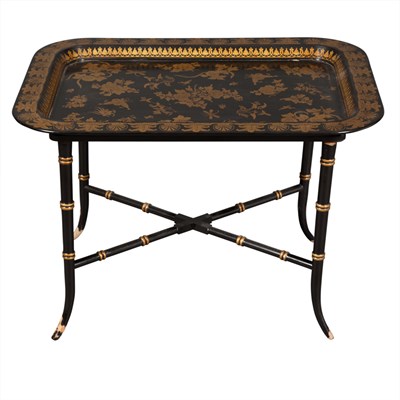 Lot 491 - Regency Style Gilt and Black Painted Tray on...