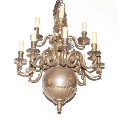 Lot 444 - Baroque Style Brass Ten-Light Chandelier...