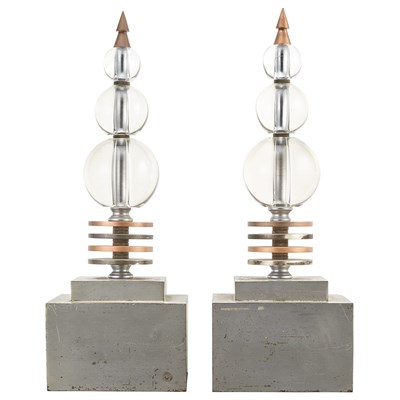 Lot 367 - Pair of Art Deco Chenets 1930s Chromed metal,...