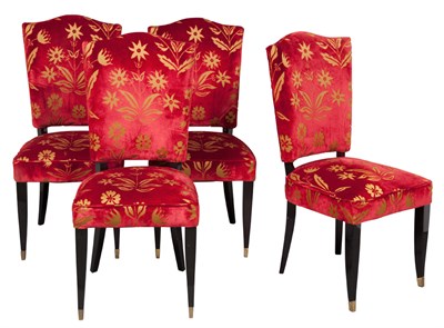 Lot 261 - Set of Eight Upholstered Lacquered Wood and...