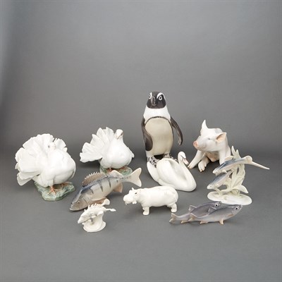 Lot 415 - Group of Porcelain Figures of Birds and...