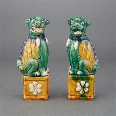 Lot 334 - Pair of Chinese Blue, Green and Yellow Glazed...