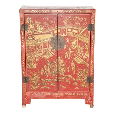 Lot 113 - Chinese Red Lacquer Cabinet Height 50 inches,...