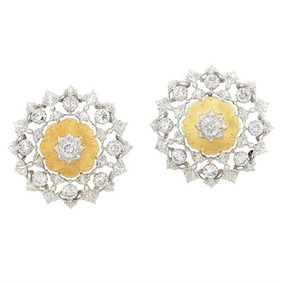 Lot 309 - Pair of Two-Color Gold and Diamond Earrings, Buccellati