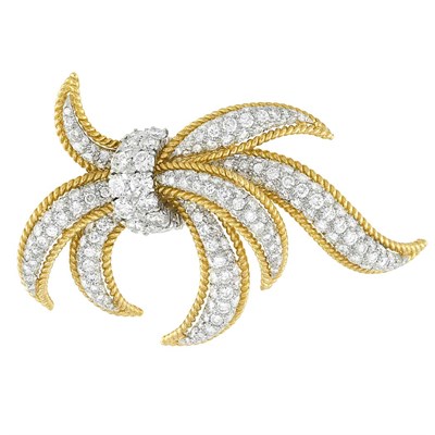 Lot 296 - Gold, Platinum and Diamond Clip-Brooch