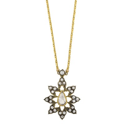 Lot 173 - Silver, Gold, Yellow-Brown Diamond and Diamond Pendant-Necklace, Buccellati