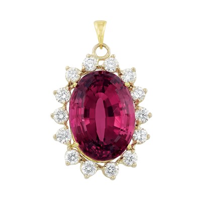 Lot 90 - Gold, Pink Tourmaline and Diamond Pendant