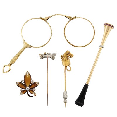 Lot 1424 - Group of Gold and Low Karat Gold Jewelry Items