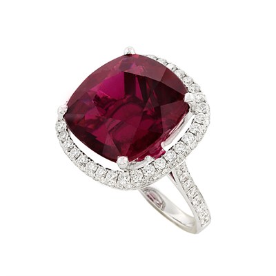 Lot 13 - White Gold, Rubellite and Diamond Ring