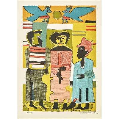 Lot 9 - Romare Bearden FIREBIRDS (G./R. 83) Color...