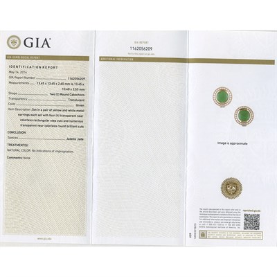 Lot 258 - Pair of Gold, Jade and Diamond Earclips, Bulgari
