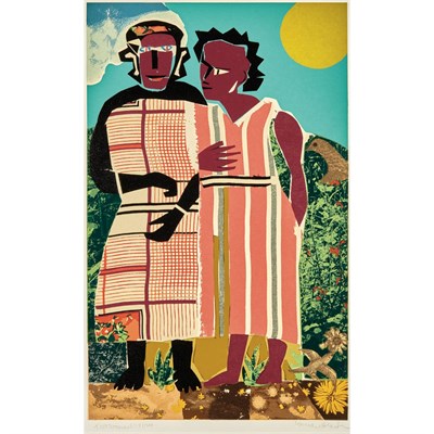 Lot 10 - Romare Bearden TWO WOMEN (G./R. 108) Color...