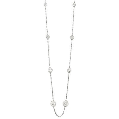 Lot 234 - Long Platinum and Diamond Chain Necklace