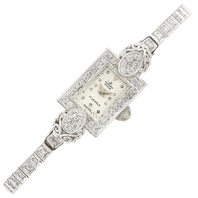 Lot 1072 - Lady's White Gold and Diamond Wristwatch